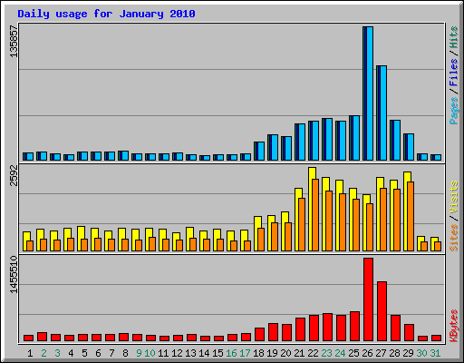 Daily usage for January 2010