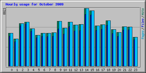 Hourly usage for October 2009